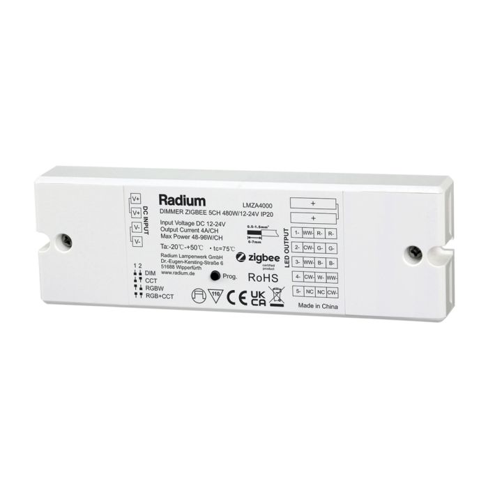 DRIVER ZB 5CH 480W/12-24V IP20 RGBW RADIUM main product photo
