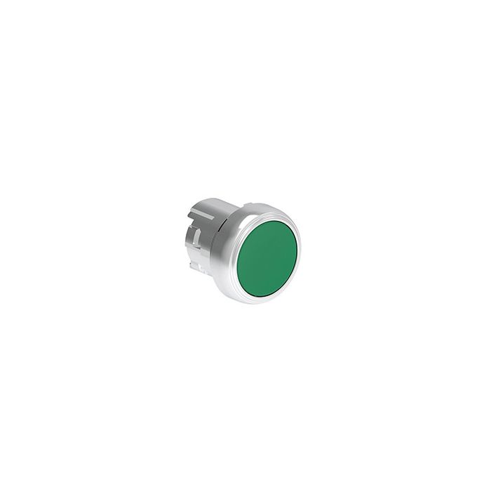 Tête de bouton poussoir métallique affleurant à impulsion vert main product photo
