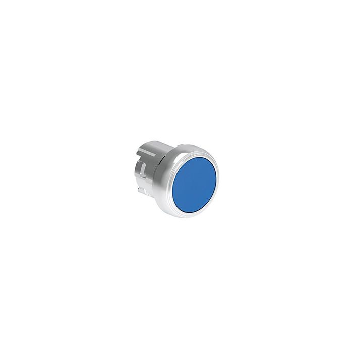 Tête de bouton poussoir métallique affleurant à impulsion bleu main product photo