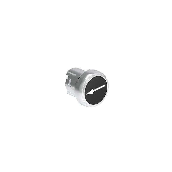 Tête de bouton poussoir métallique affleurant à impulsion marquage flèche DROITE-GAUCHE noir main product photo