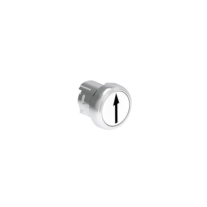 Tête de bouton poussoir métallique affleurant à impulsion marquage flèche MONTEE-DESCENTE<br/> blanc main product photo