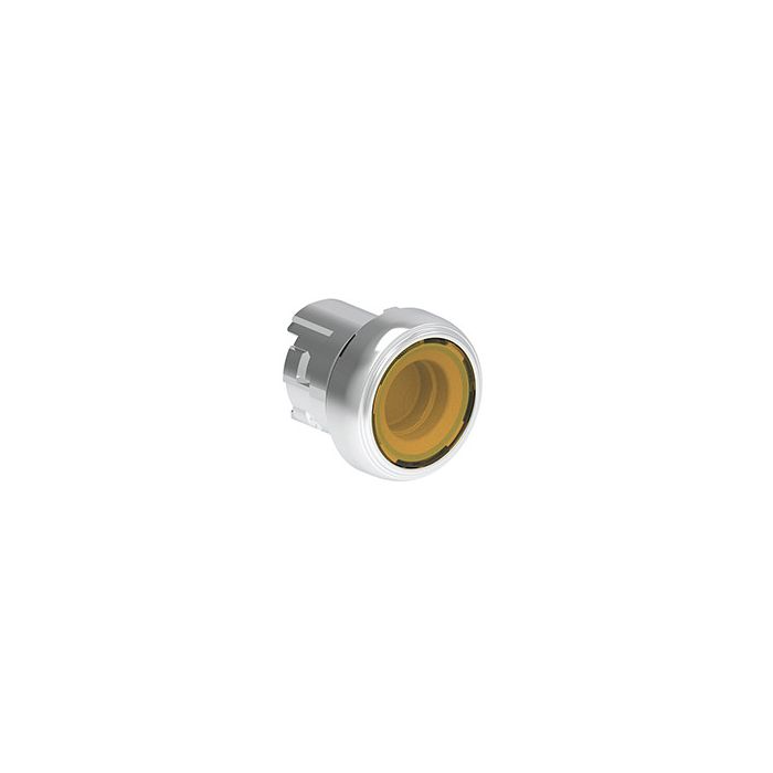 Tête de bouton poussoir métallique affleurant lumineux à impulsion jaune main product photo