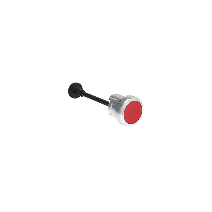 Tête de bouton poussoir métallique affleurant à impulsion à réarmement mécanique avec tige 123mm rouge main product photo