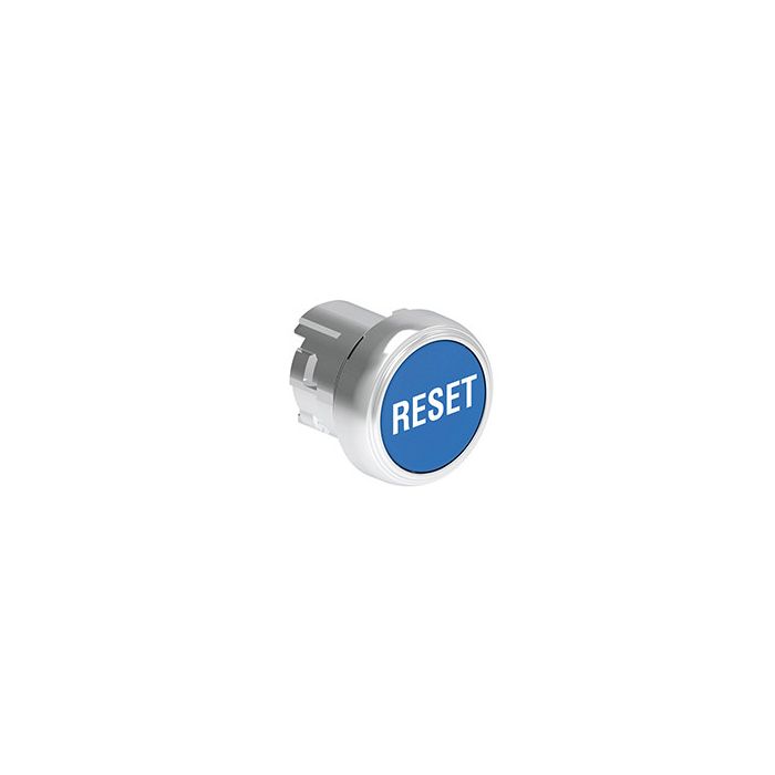 Tête de bouton poussoir métallique affleurant à impulsion Reset bleu main product photo