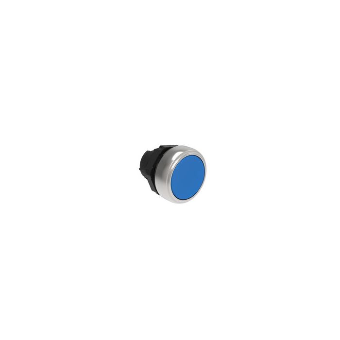 Tête de bouton poussoir plastique affleurant à impulsion bleu main product photo