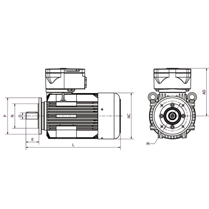 IE3 4KTC80B2 1,1kW 2P 230/400 B14 FT100 LL CTP main product photo