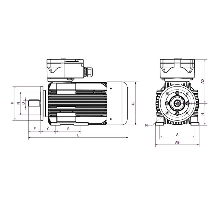 IE3 4KTC63A6 0,09kW 6P 230/400 B34 FT75 LL CTP main product photo