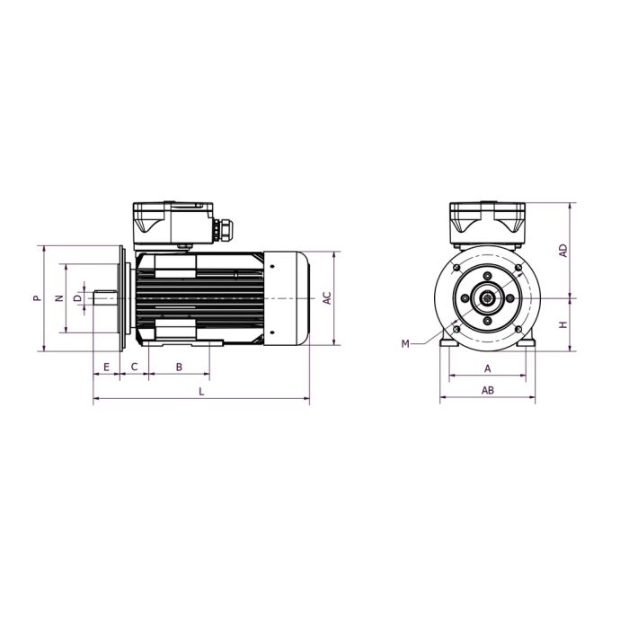 IE3 4KTC80B2 1,1kW 2P 230/400 B35 FF165 LL CTP main product photo