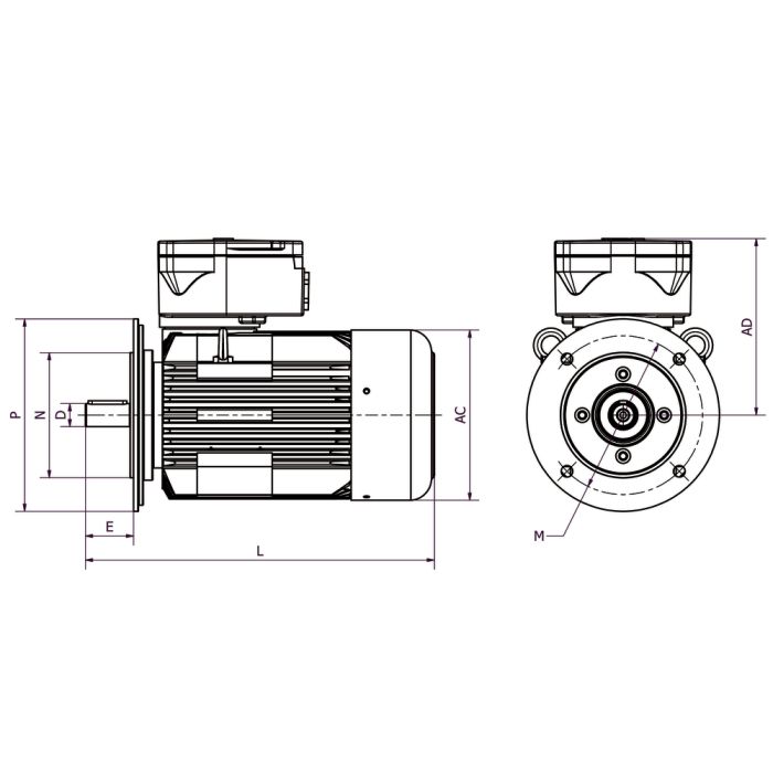 IE3 4KTC80B2 1,1kW 2P 230/400 B5 FF165 LL CTP main product photo