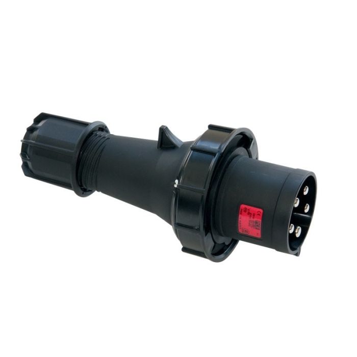 Fiche CEI noire 230V 63A 2P+T IP67 avec plot pilote main product photo
