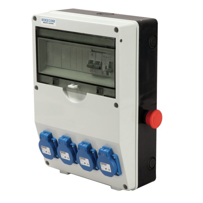Coffret prises CM IP44 4xNF + DD 2P 16A 30MA main product photo