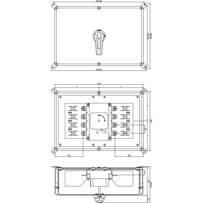 Schéma coffret polyester O2 250A-400A