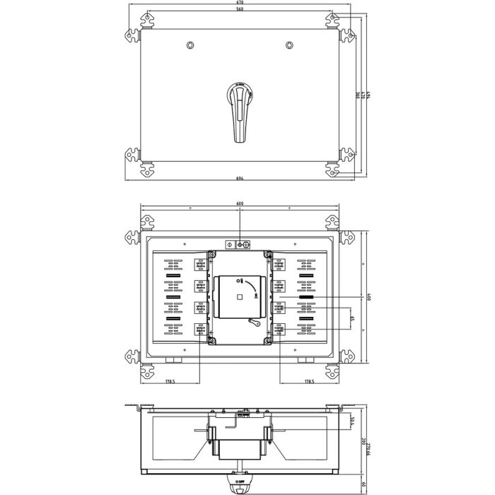 Schéma coffret tôle O2 630A-800A