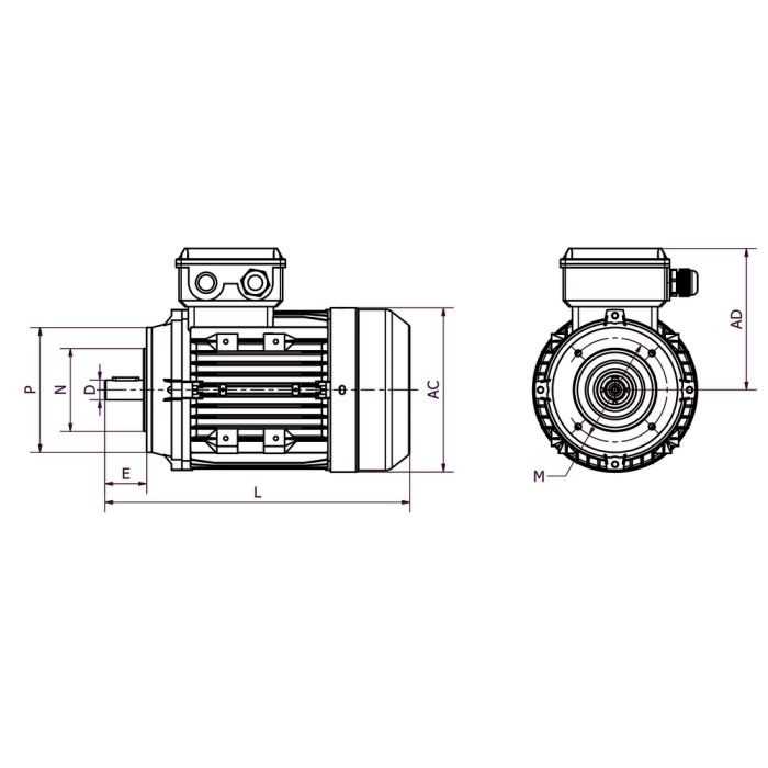 IE3 Q3H90L2C 1,5kW 2P 230/400 B14 FT115 LL CTP main product photo