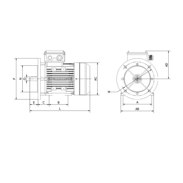 IE3 MH3-80G2 1,1kW 2P 230/400 B35 FF165 LL main product photo
