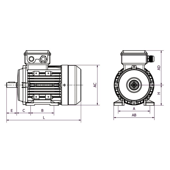 IE3 MH3-132M4 7,5kW 4P 400/690 B3 LL main product photo