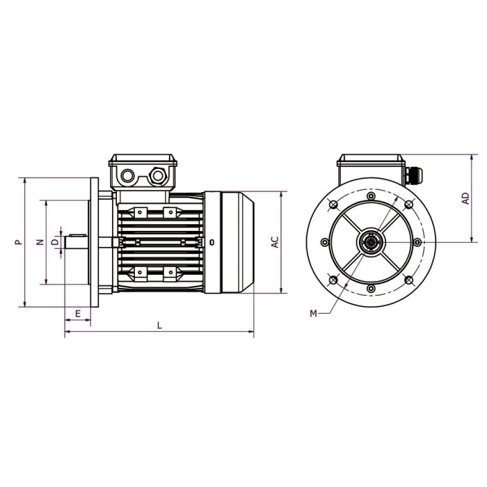 IE3 MH3-80G2 1,1kW 2P 230/400 B5 FF165 LL main product photo