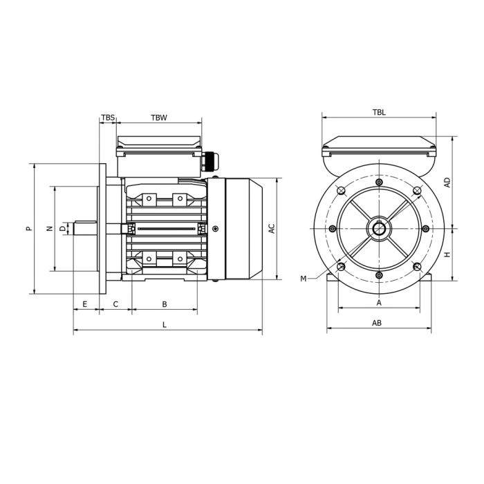 MMD80G2 1,1kW 2P 230 B35 FF165 LL main product photo