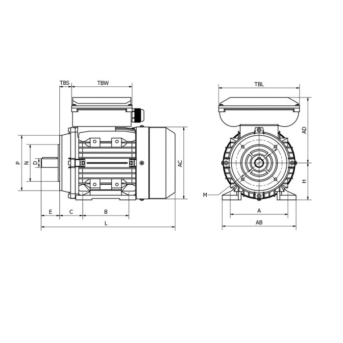 MMP80K4 0,55kW 4P 230 B34 FT100 LL main product photo
