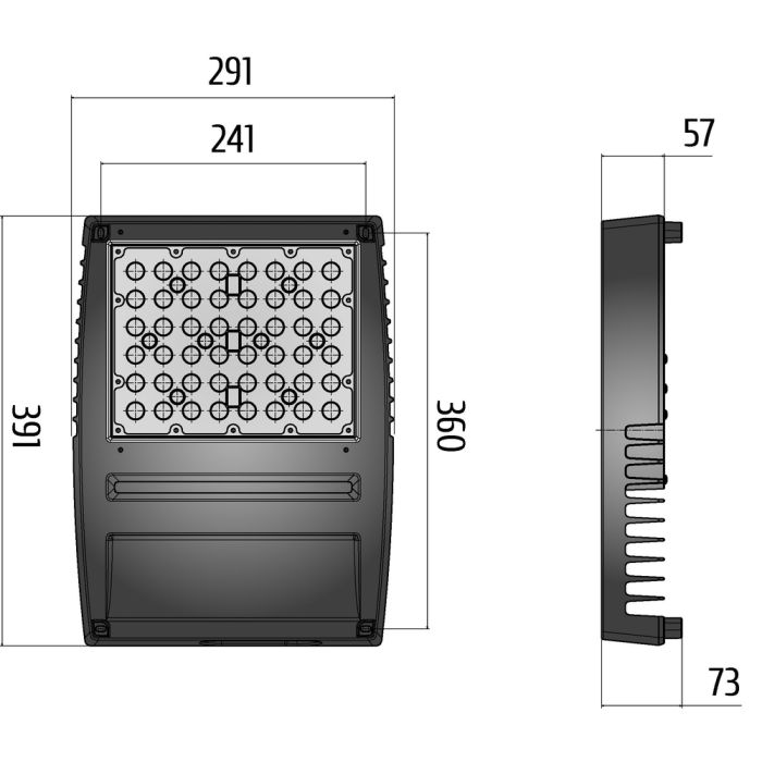 Schéma dimensions projecteur sport Player II sermes