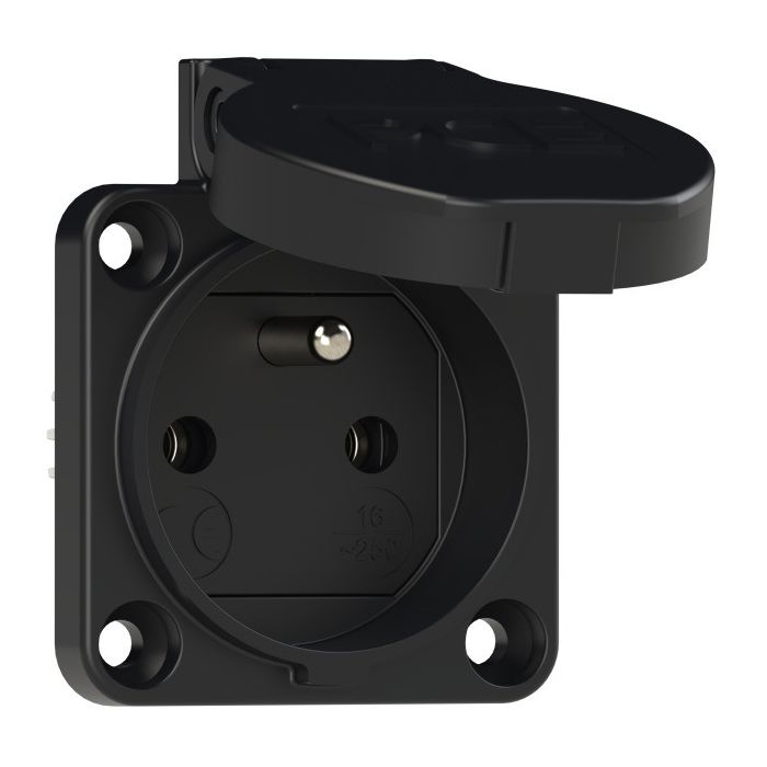 PC NF NOIRE 16A 3P 230V IP54 (70x70) B/RESSORT main product photo