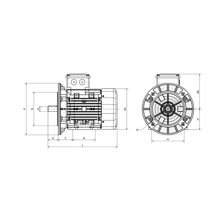 IE3 Q3H112M2C 4kW 2P 400/690 B35 FF215 LL CTP main product photo