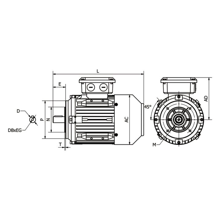IE3 ST3-80K2 0,75kW 2P 230/400 B14 FT100 LL CTP main product photo