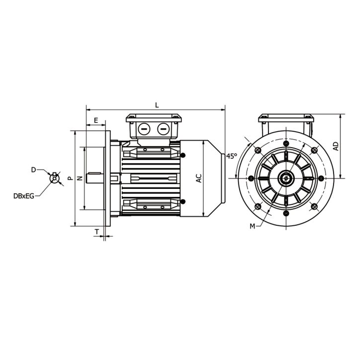 IE3 ST3-100LX8 1,1kW 8P 400/690 B5 FF215 LL CTP main product photo