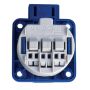 Prise NF noire 16A 2 pôles + terre 230V IP54 bornes à ressort 90°